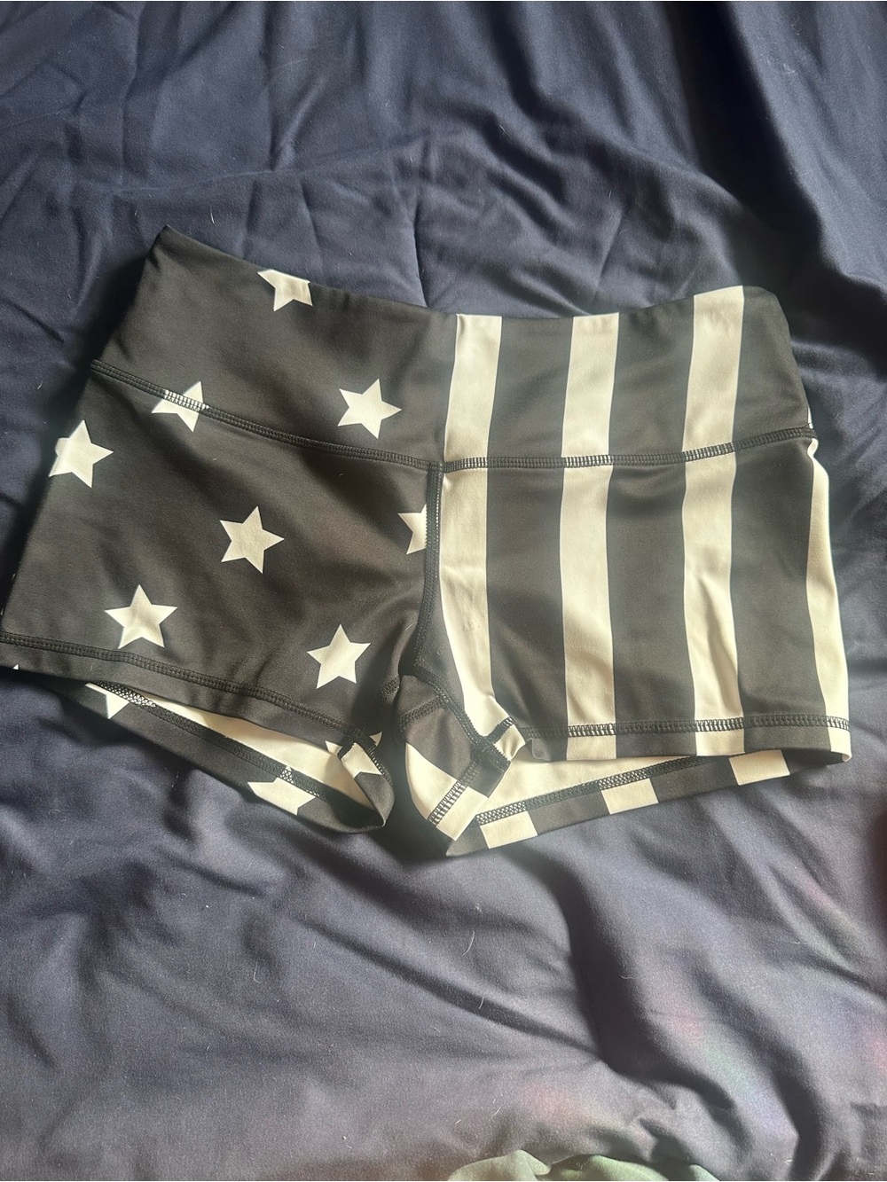 Feed Me Fight Me Black and White Stars & Stripes Bike Shorts